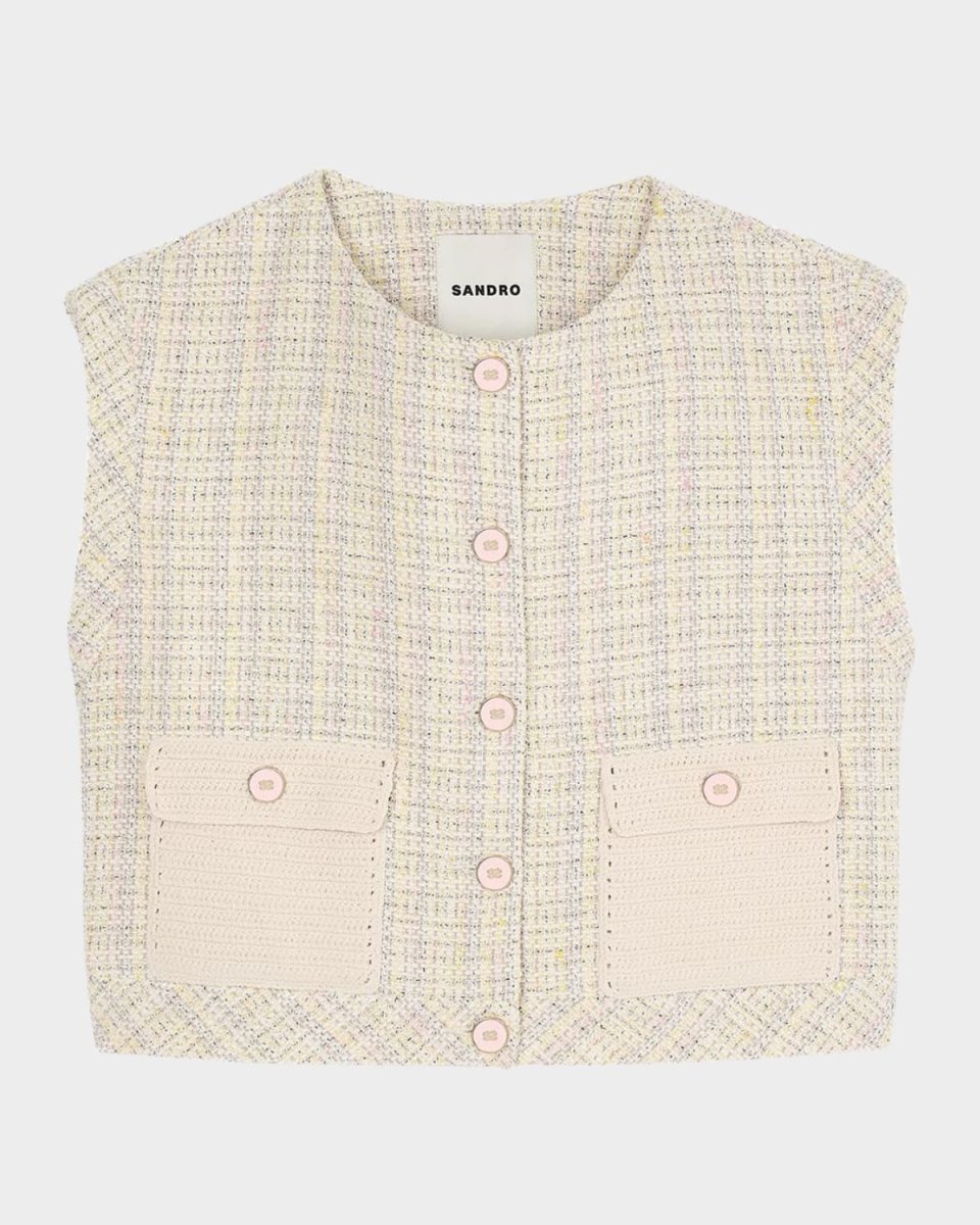 Mimosa Decorative Tweed Cropped Vest